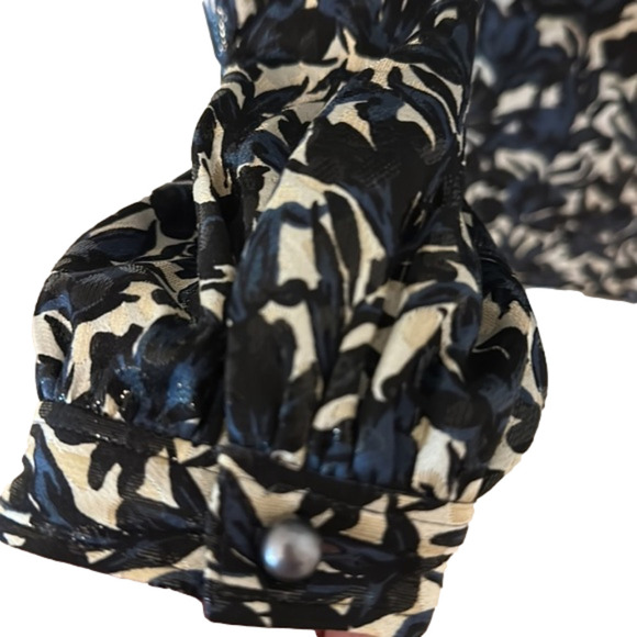 Tory Burch Caralyn Silk Blend Floral Sheen Long Sleeve Button Down Blouse Shirt - Picture 11 of 16